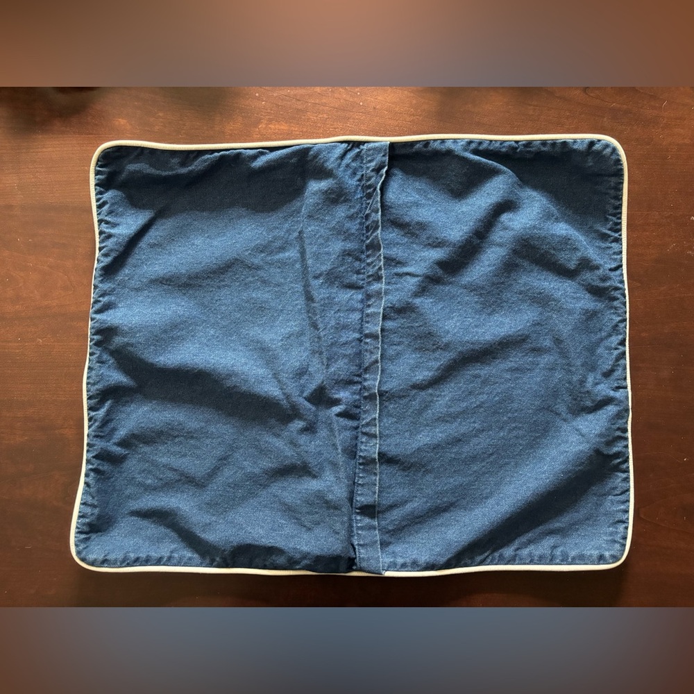Rare L.L. Bean vintage denim cotton pillow cushion cover sham set of two 24x19 - Picture 4 of 6